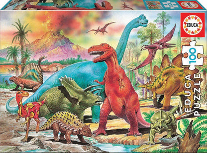 Educa - Puzzle 100 Teile | Dinosaurier, 100 Teile Puzzle für Kinder ab 6 Jahren, Dinos, T-Rex, Dinopuzzle (13179