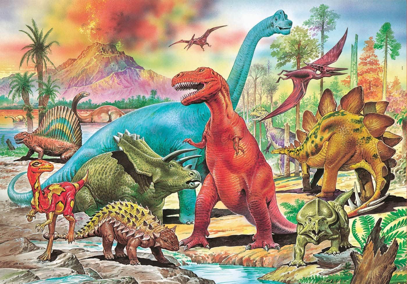 Educa - Puzzle 100 Teile | Dinosaurier, 100 Teile Puzzle für Kinder ab 6 Jahren, Dinos, T-Rex, Dinopuzzle (13179