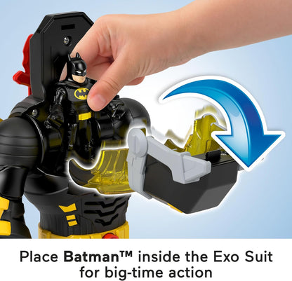 Fisher-Price Imaginext DC Super Friends Figura de Batman con Exotraje, con Luces, Sonidos y Accesorios, Juguete +3 años (HYG31