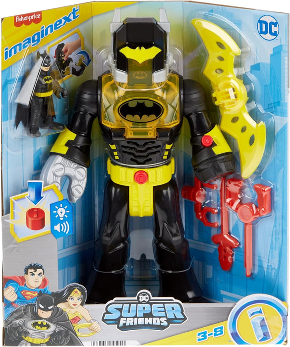 Fisher-Price Imaginext DC Super Friends Figura de Batman con Exotraje, con Luces, Sonidos y Accesorios, Juguete +3 años (HYG31