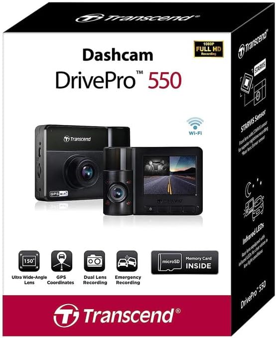 Transcend DrivePro 550B 64GB Full HD Dual Lens Dash Cam