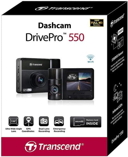 Transcend DrivePro 550B 64GB Full HD Dual Lens Dash Cam