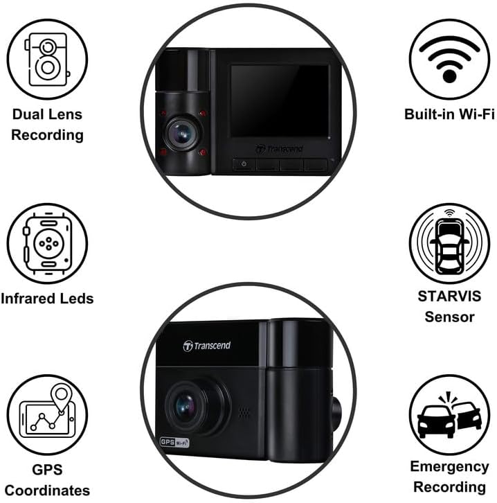 Transcend DrivePro 550B 64GB Full HD Dual Lens Dash Cam