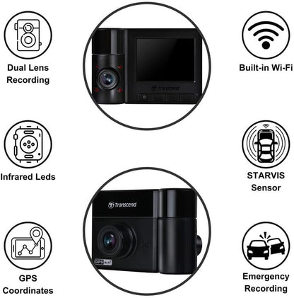 Transcend DrivePro 550B 64GB Full HD Dual Lens Dash Cam