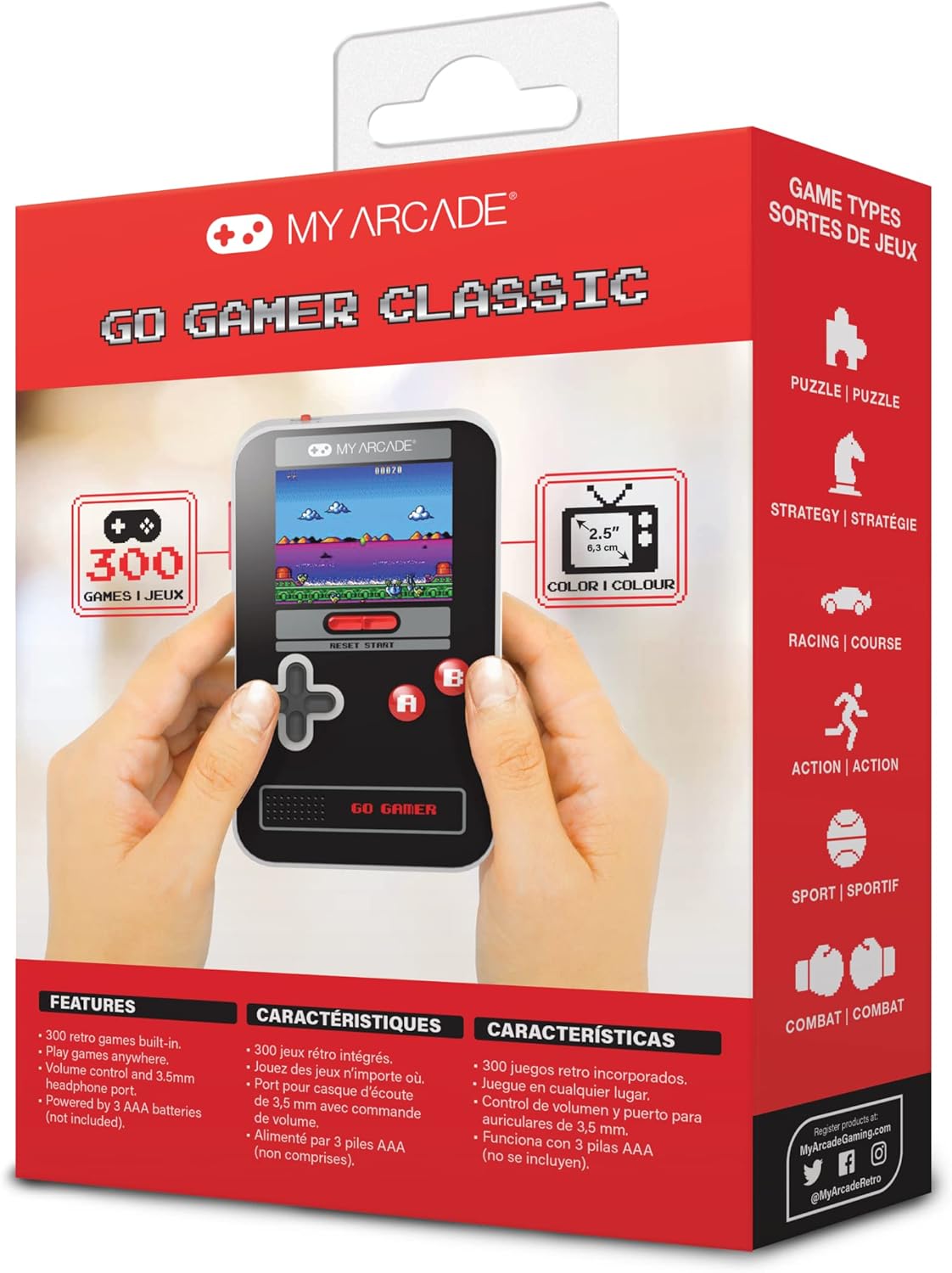 My arcade GO GAMER CLASSIC 300 JEU EN 1 NOIR GRIS ROUGE