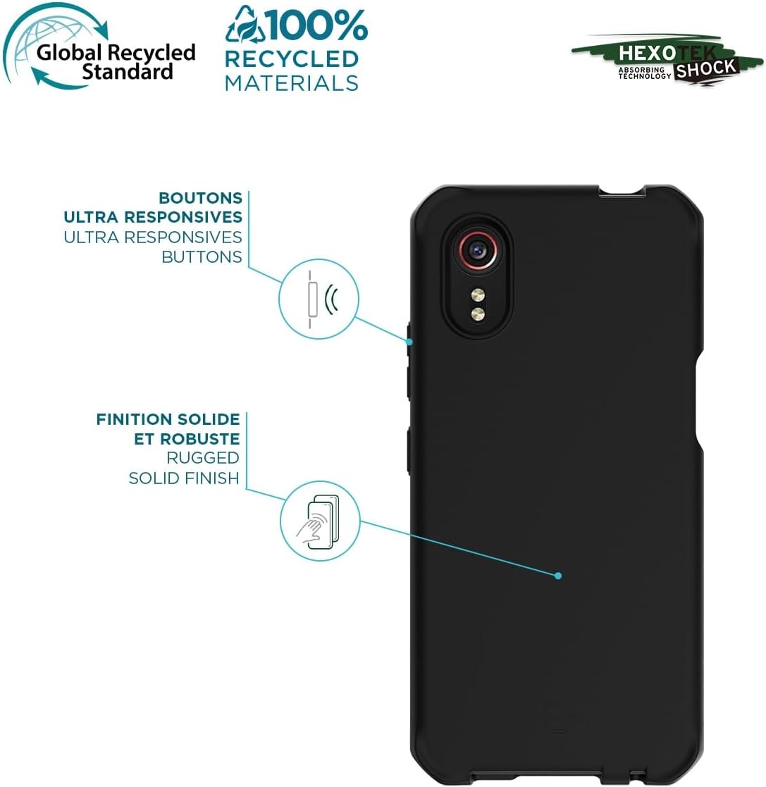 MOBILIS by ITSkins Galaxy XCover 7 Case, Reinforced Shockproof Case, Anti-Microbial Protection, 100% Recycled, Matte Black, Spectrum