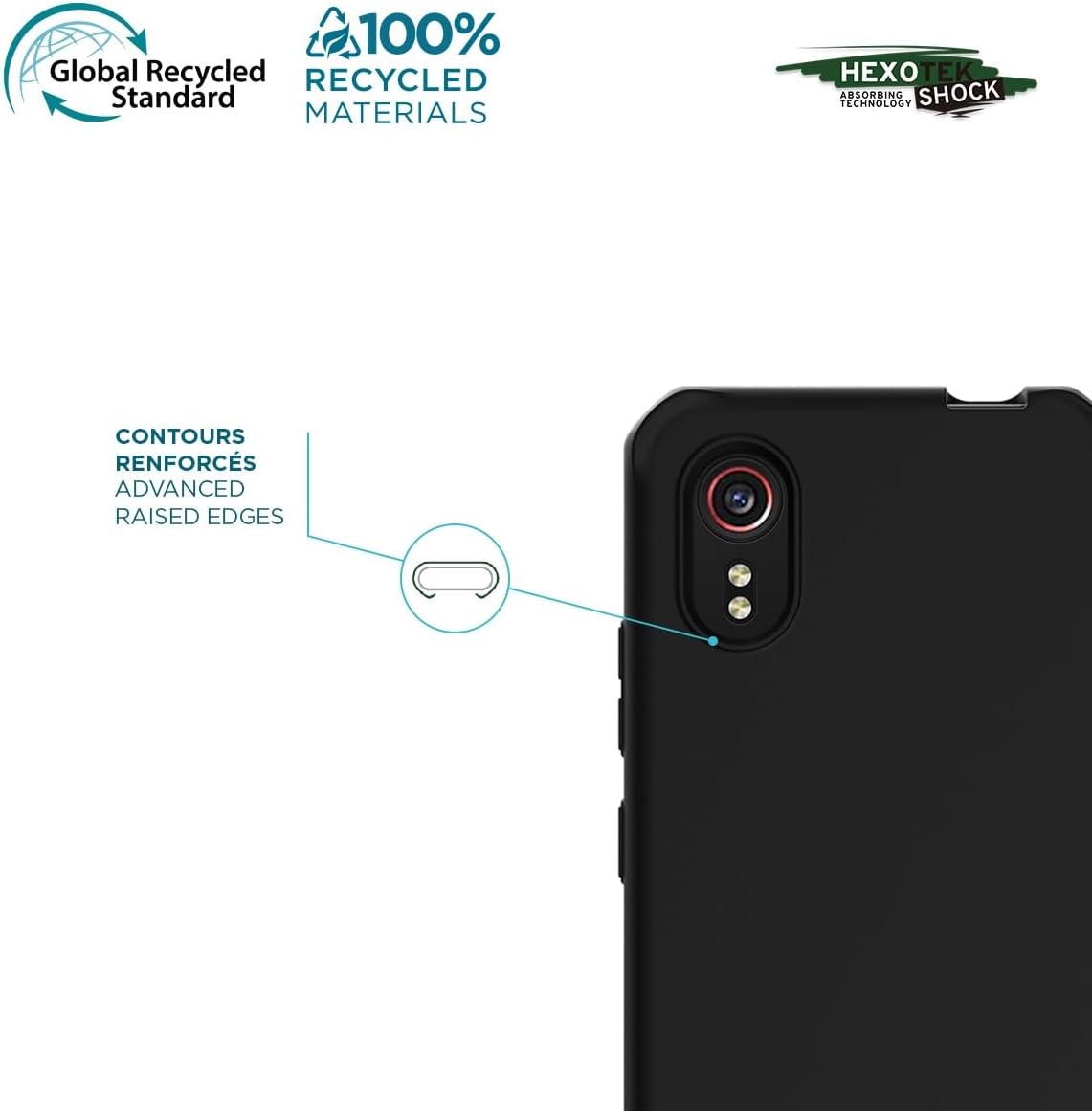 MOBILIS by ITSkins Galaxy XCover 7 Case, Reinforced Shockproof Case, Anti-Microbial Protection, 100% Recycled, Matte Black, Spectrum
