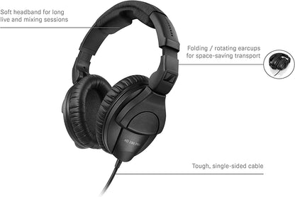 Sennheiser HD 280 PRO Closed-Back Over-Ear DJ & Monitoring Headphones | Collapsible Design & Swivelling Ear Cups | 3M Coiled Cable & 1/4" Jack Adaptor Included (506845) HD 280 PRO Single