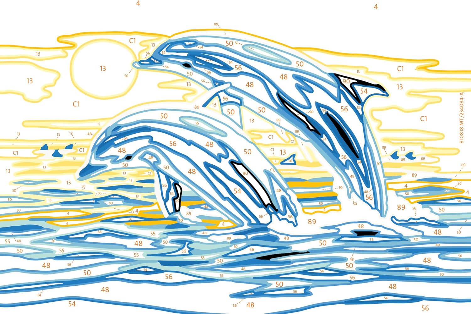 Ravensburger, CreArt, Dolphins Friends, Paint by Numbers, Creative Set for Boys and Girls, 2 Brushes and 1 Frame, Recommended Age 7+