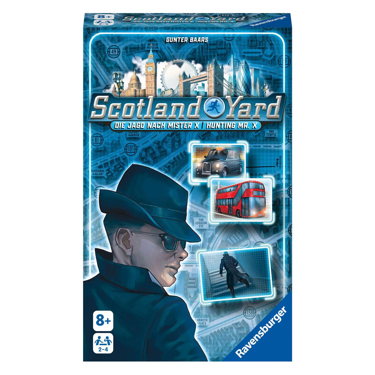 Ravensburger 22451 - Scotland Yard, Mitbringspiel für 2-4 Spieler, Strategiespiel ab 8 Jahren, kompaktes Format, Reisespiel, Brettspiel