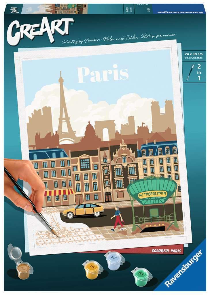 Ravensburger 23687 Colorful Paris CreArt-Painting by Numbers 23687-Colourful 12 Years, Mittel