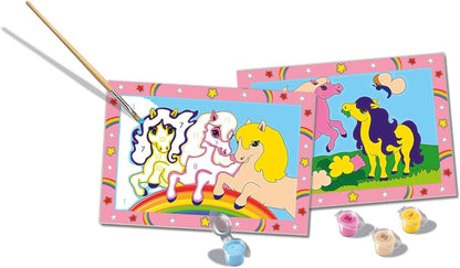 Ravensburger - CreArt Junior Series: Horses, Paint by Number Kit, Contains Two Pre-Printed Boards, a Brush, Colors, Creative Game for Boys and Girls 5+ Years