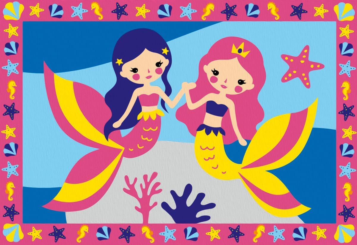 Ravensburger - CreArt Junior Series: Magic Mermaid, Paint by Number Kit, Contains Two Pre-Printed Boards, a Brush, Colors, Creative Game for Boys and Girls 5+ Years Old
