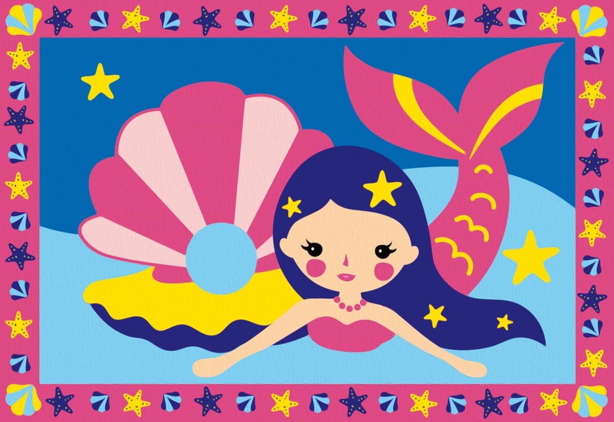 Ravensburger - CreArt Junior Series: Magic Mermaid, Paint by Number Kit, Contains Two Pre-Printed Boards, a Brush, Colors, Creative Game for Boys and Girls 5+ Years Old