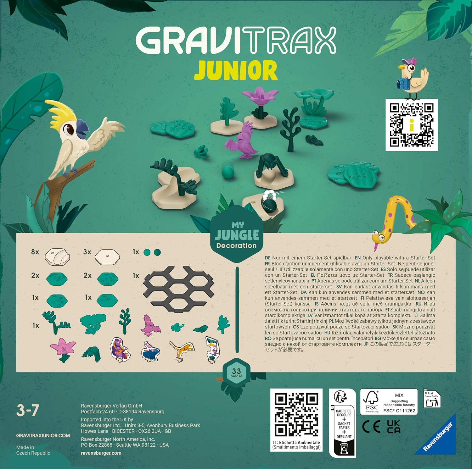 Ravensburger GraviTrax Junior Extension Jungle 23747 - Murmelbahn überwiegend aus nachwachsenden Rohstoffen mit Themenwelten, Lernspielzeug und Konstruktionsspielzeug für Jungs und Mädchen ab 3 Jahren