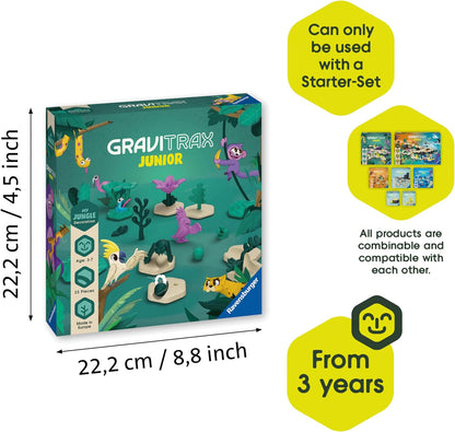 Ravensburger GraviTrax Junior Extension Jungle 23747 - Murmelbahn überwiegend aus nachwachsenden Rohstoffen mit Themenwelten, Lernspielzeug und Konstruktionsspielzeug für Jungs und Mädchen ab 3 Jahren