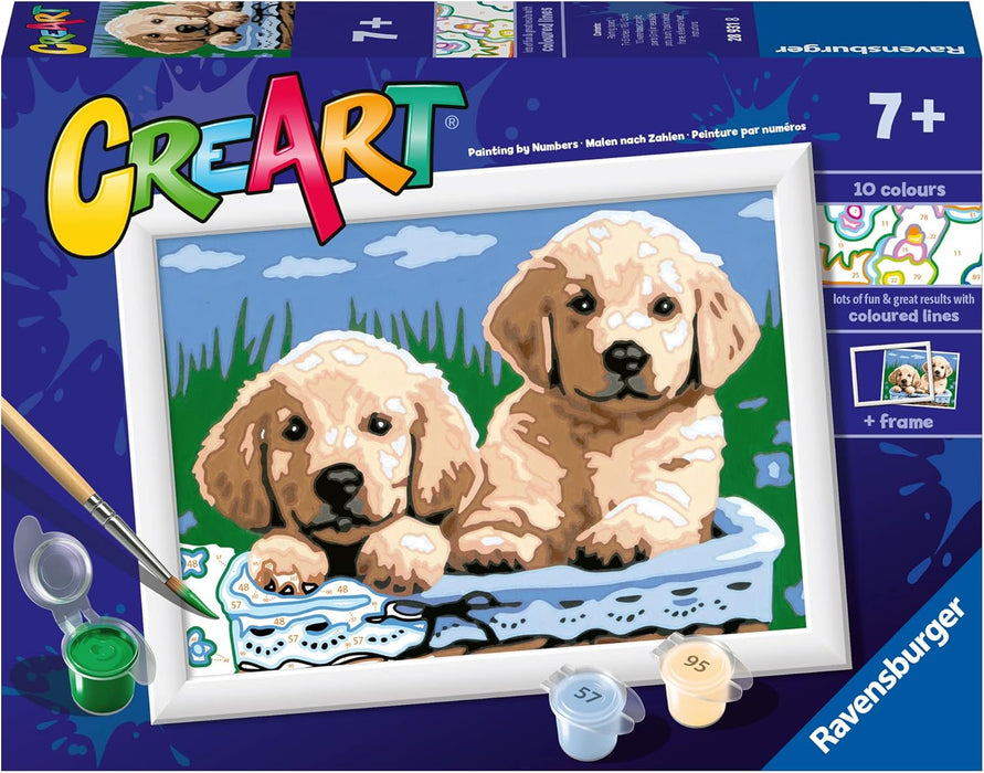 Ravensburger CreArt Cute Puppies Paint By Numbers Kits for Children & Adults Ages 7 Years Up - Kids Craft Set - Easter Gifts