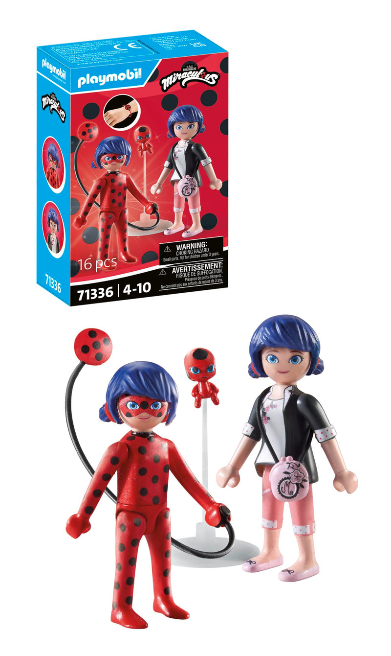 Playmobil 71336 Miraculous: Marinette & Ladybug, including Kwami Tikki and diverse accessories, adventure with Ladybug, fun imaginative role play, detailed play sets suitable for children ages 4+