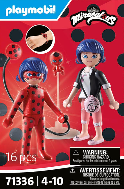 Playmobil 71336 Miraculous: Marinette & Ladybug, including Kwami Tikki and diverse accessories, adventure with Ladybug, fun imaginative role play, detailed play sets suitable for children ages 4+