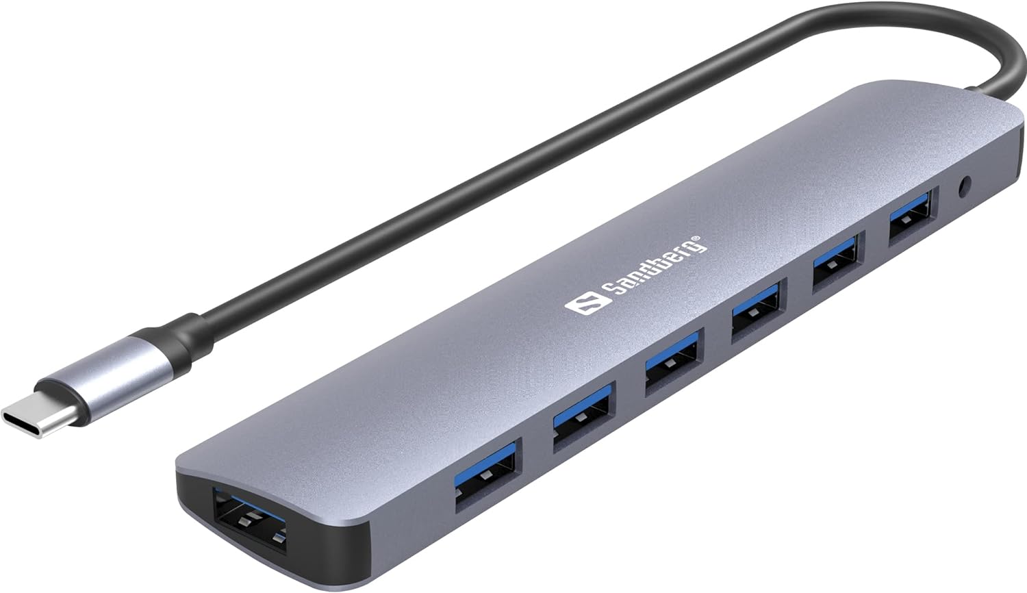 Sandberg USB-C to 7x USB 3.0 Hub | USB Hub | 7 Data Ports | Plug & Play | USB-C Adapter Multiport | USB Splitter | Fast Data Transfer | Power-Through | USB 3.0 Extension Hub for PC Laptop MacBook