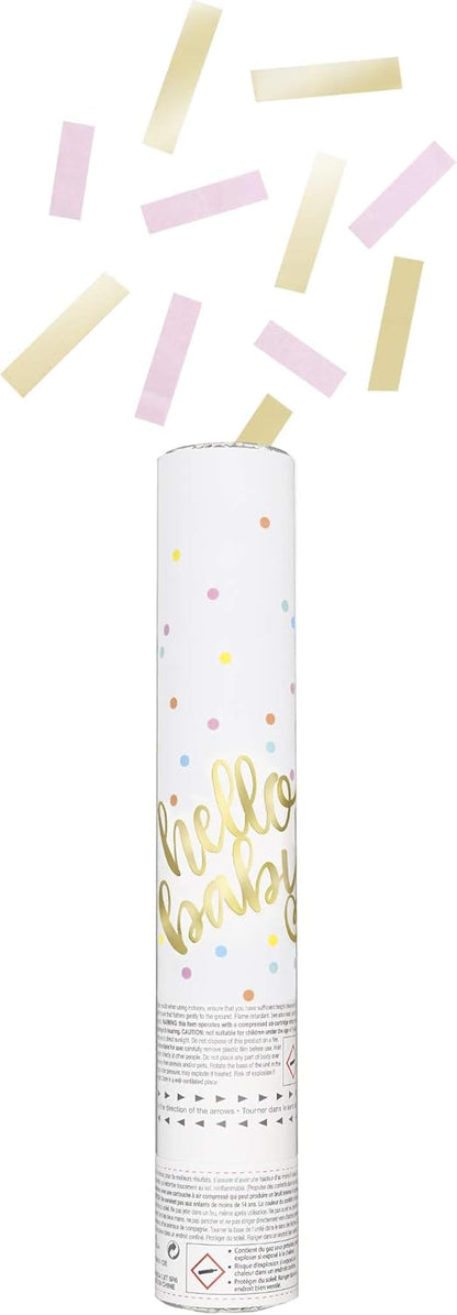 Hello Baby Pink Confetti Cannon - Perfect for Gender Reveals & Baby Showers - 1 Pc