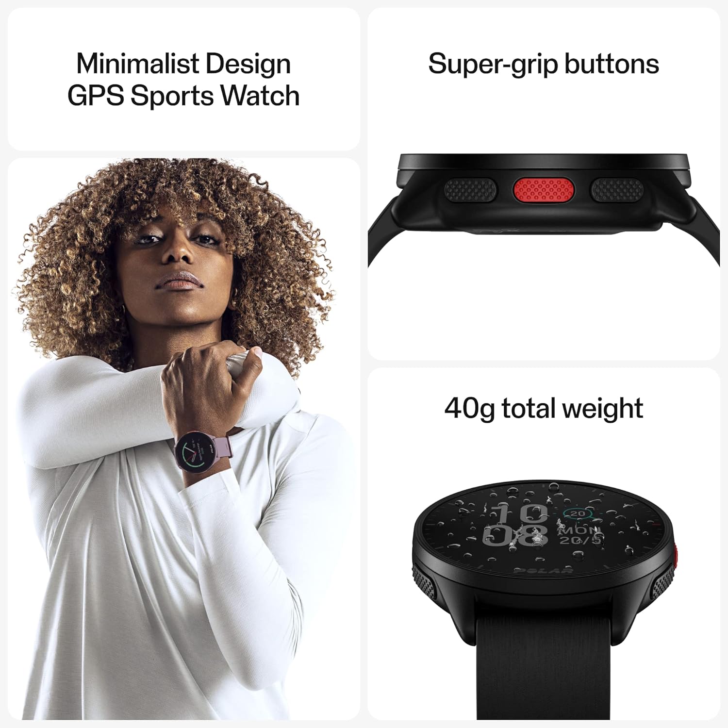 Smart Watch With Pedometer Polar Black 1,2`` + 45 Mm