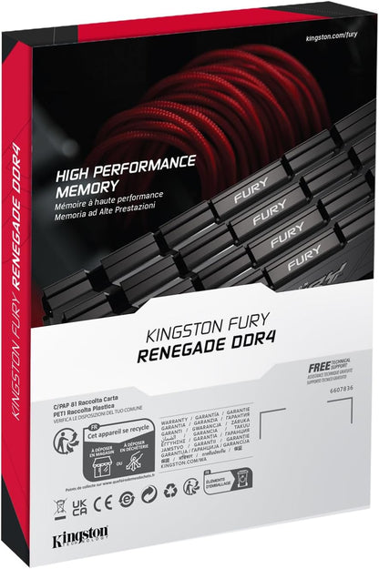 Kingston FURY Renegade 16GB 3600MT/s DDR4 CL16 DIMM (Kit of 2) Desktop Gaming Memory - KF436C16RB2K2/16