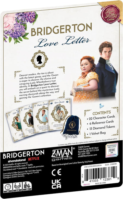 Z Man Games | Love Letter - Bridgerton | Family Card Game | Ages 10+ | 2-6 Players | 20+ Minutes Playing Time