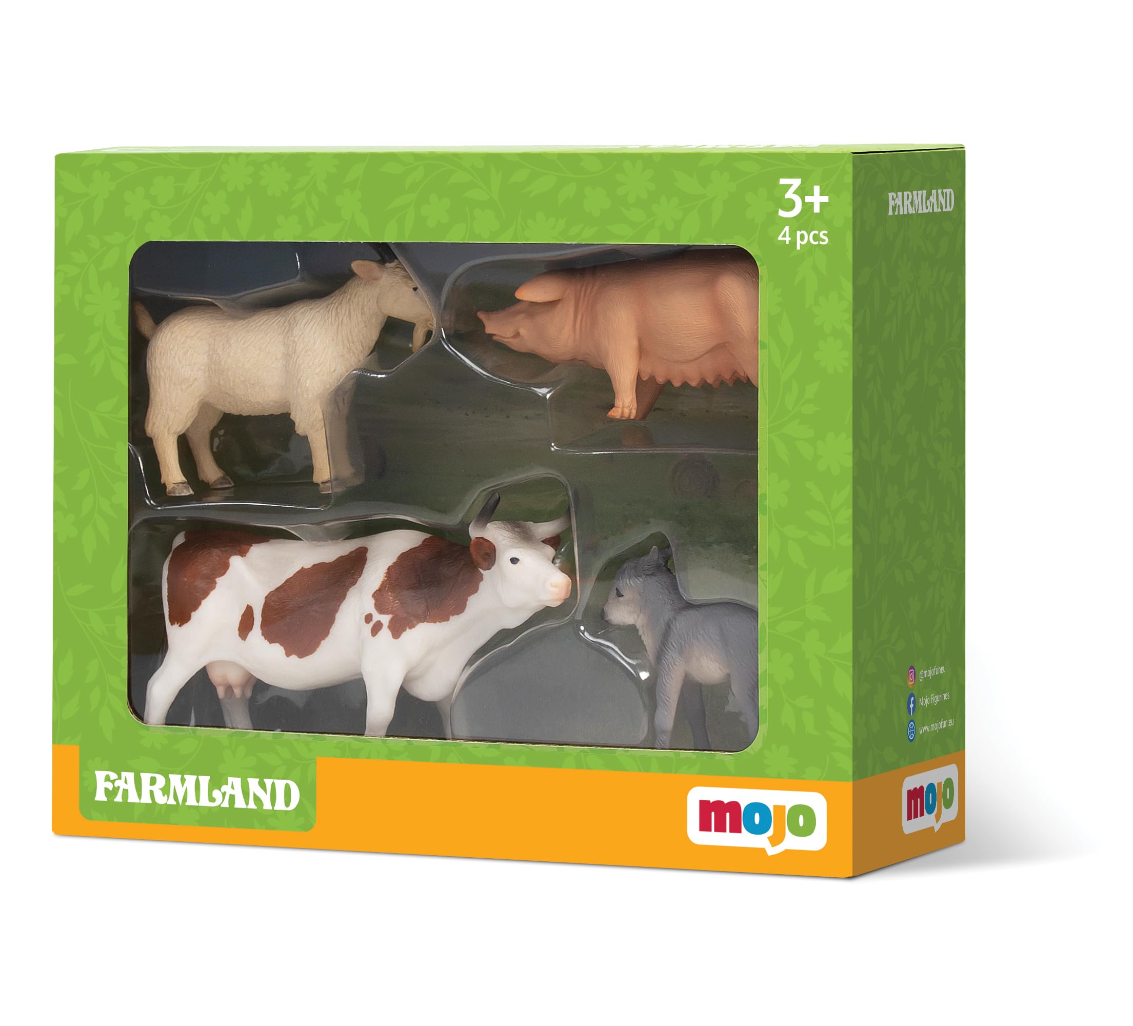 MOJO – Farmland Fun Starter Set with Billy Goat, Pig (Sow), Simmental Cow and Donkey Foal| Hand-Painted Toy Figure | Farmland Collection Farmland Fun Starter Set 2