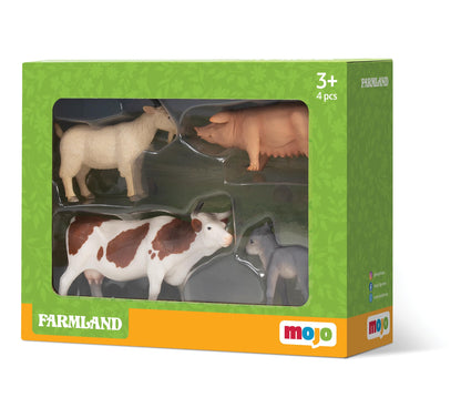 MOJO – Farmland Fun Starter Set with Billy Goat, Pig (Sow), Simmental Cow and Donkey Foal| Hand-Painted Toy Figure | Farmland Collection Farmland Fun Starter Set 2