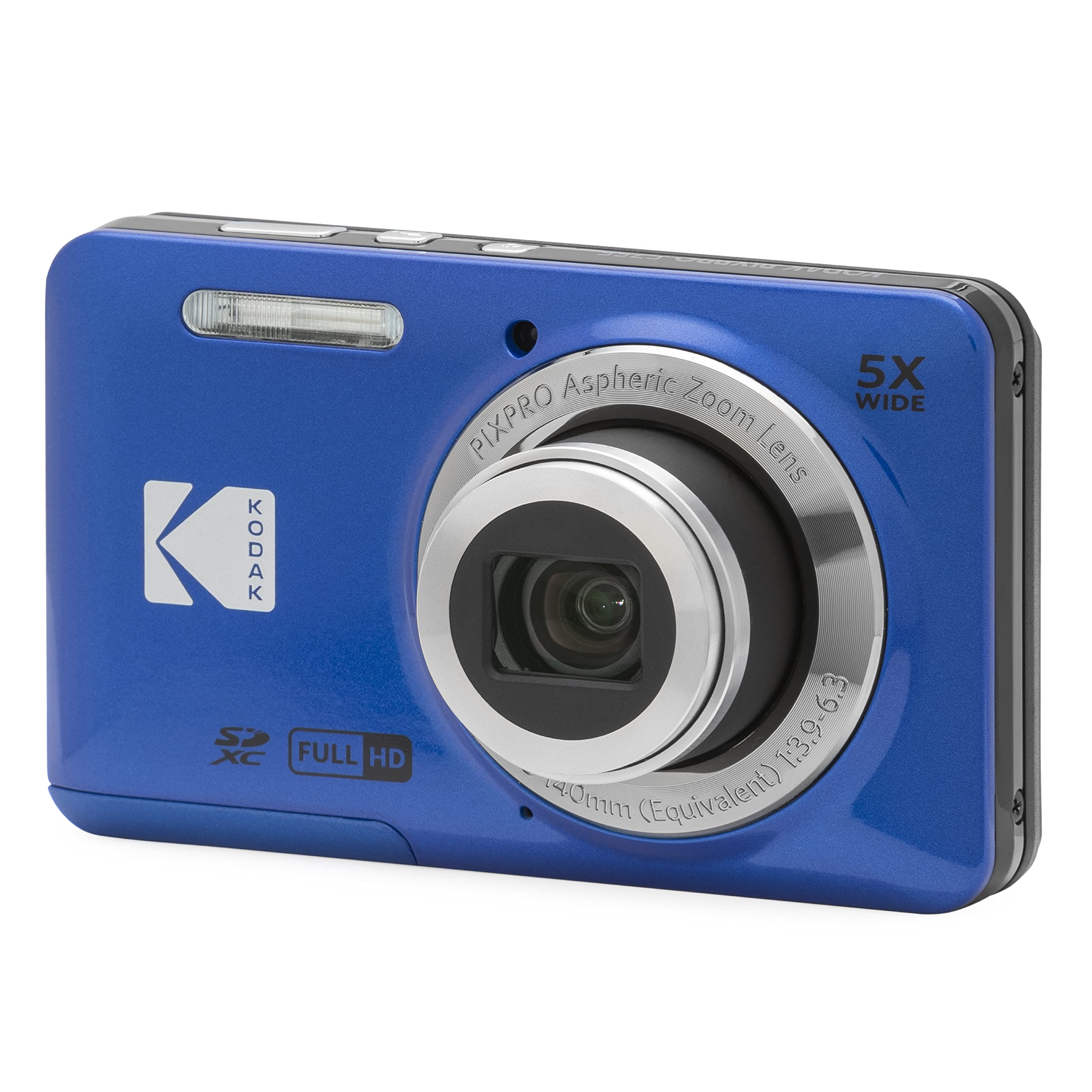 KODAK PIXPRO FZ55-BL 16MP Digitale Camera 5X Optische Zoom 28mm Groothoek 1080P Full HD Video 2,7 inch LCD Vlogging Camera (Blauw