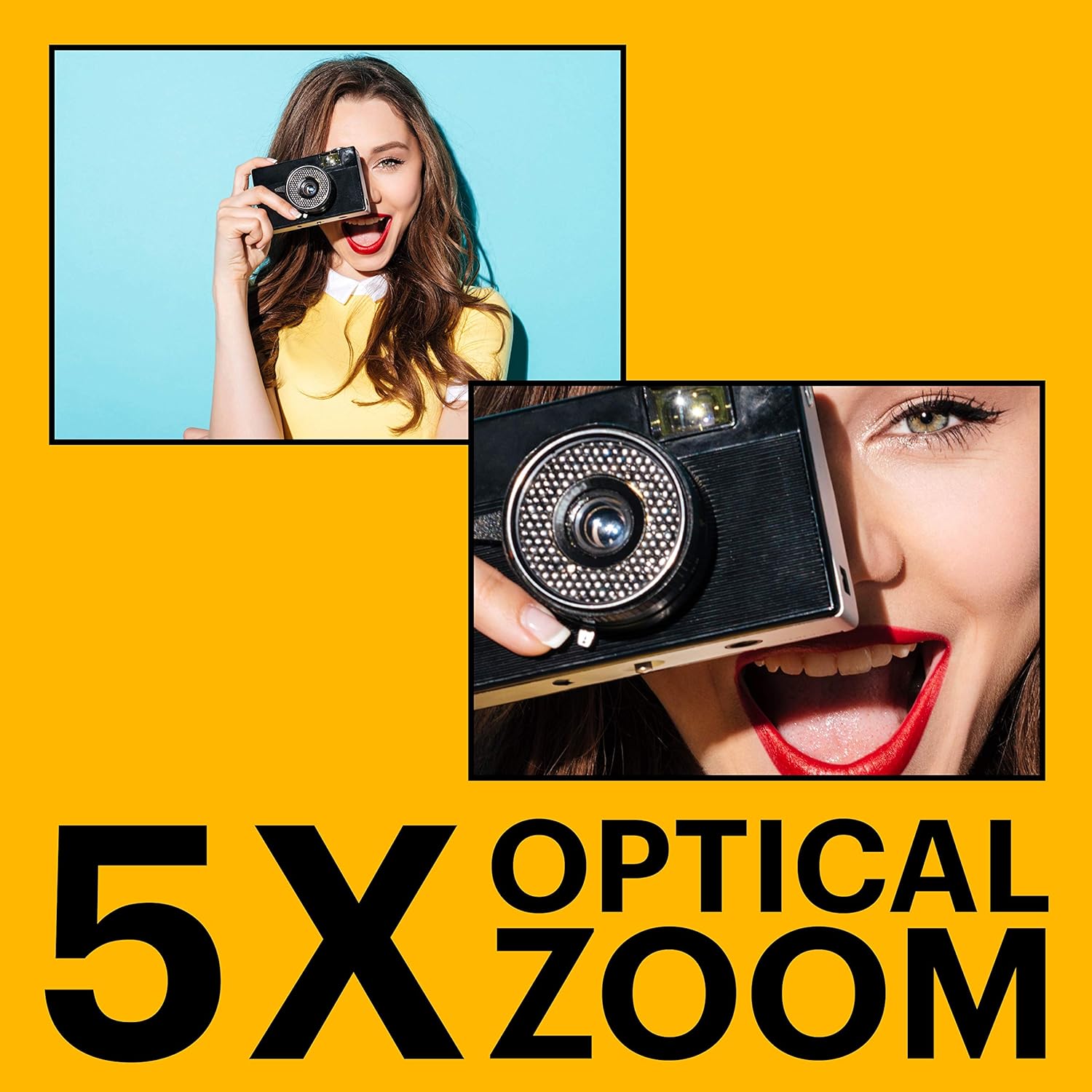 KODAK PIXPRO FZ55-BL 16MP Digitale Camera 5X Optische Zoom 28mm Groothoek 1080P Full HD Video 2,7 inch LCD Vlogging Camera (Blauw