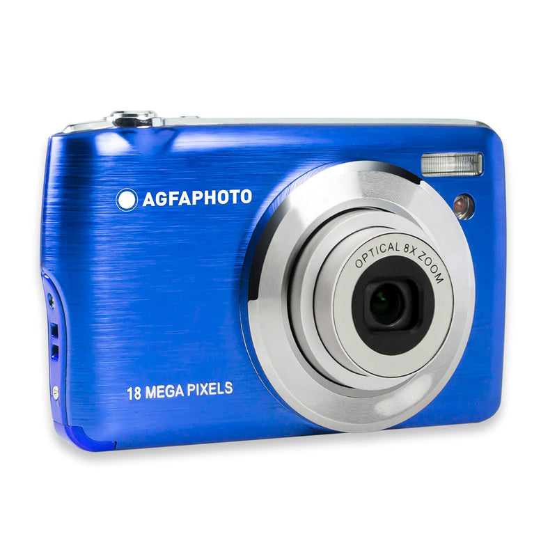 AGFA Photo Realishot DC8200 - Cámara Digital compacta (18MP, vídeo Full HD, Pantalla LCD de 2,7 Pulgadas, Zoom óptico 8X, batería de Litio y Tarjeta SD de 16 GB) Azul