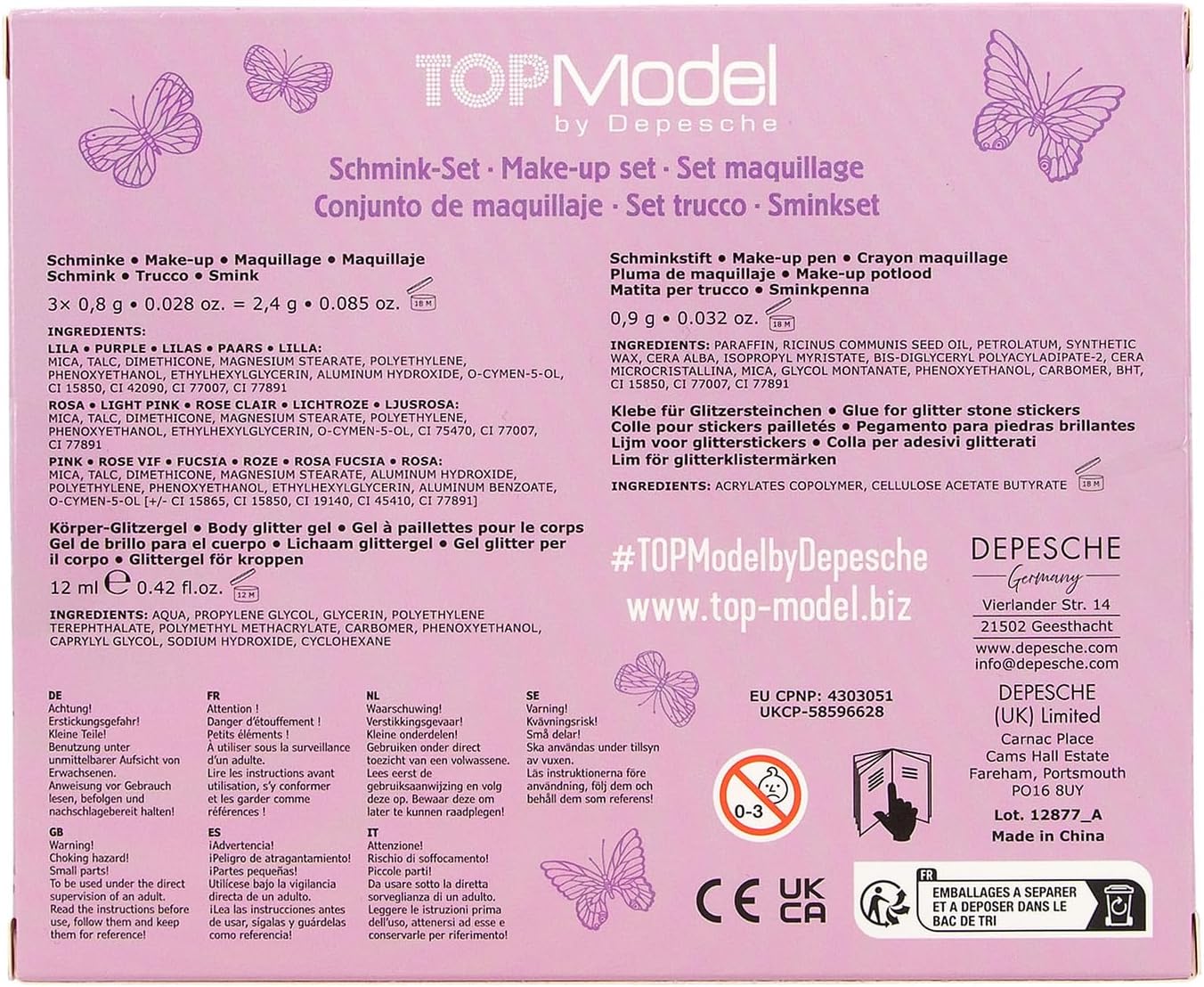 Depesche 12877 TOPModel Fairy Love-Set Bambini con ombretto, Matita per Il Trucco, Gel Glitter, Stencil e Molto Altro, Multicolore, Taglia Unica