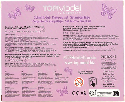 Depesche 12877 TOPModel Fairy Love-Set Bambini con ombretto, Matita per Il Trucco, Gel Glitter, Stencil e Molto Altro, Multicolore, Taglia Unica