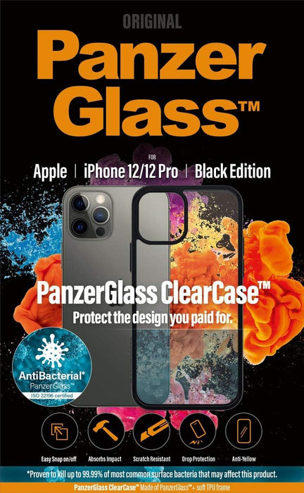 PanzerGlass Clear protective case with black edge for Apple iPhone 12 and for Apple iPhone 12 Pro