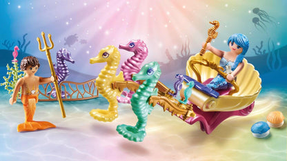PLAYMOBIL Princess Magic 71500 Meeresbewohner mit Seepferdchenkutsche, inklusive Sieben Seepferdchen und Dekomuscheln zum Befestigen, detailreiches Spielzeug für Kinder ab 4 Jahren