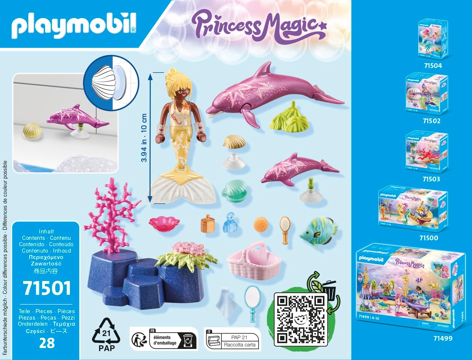 Playmobil 71501 Princess Magic: Mermaid with Dolphins, magical underwater world with dolphin baby, with accessories, fun imaginative role-play, detailed play sets suitable for children ages 4+