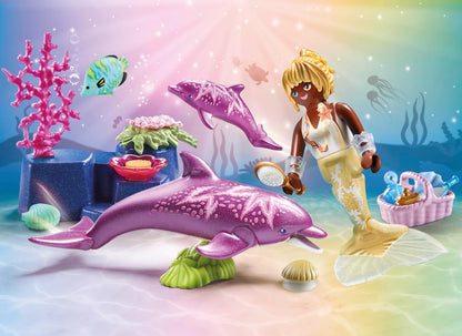 Playmobil 71501 Princess Magic: Mermaid with Dolphins, magical underwater world with dolphin baby, with accessories, fun imaginative role-play, detailed play sets suitable for children ages 4+