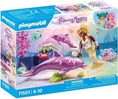 Playmobil 71501 Princess Magic: Mermaid with Dolphins, magical underwater world with dolphin baby, with accessories, fun imaginative role-play, detailed play sets suitable for children ages 4+
