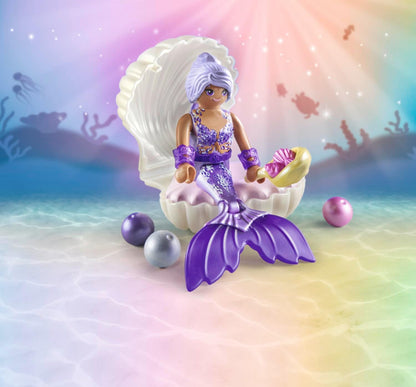 PLAYMOBIL Princess Magic 71502 Meerjungfrau mit Perlmuschel, inklusive Muschelschatulle und Dekomuschel zum Befestigen auf glatten Flächen, Zauberhaftes Spielzeug für Kinder ab 4 Jahren
