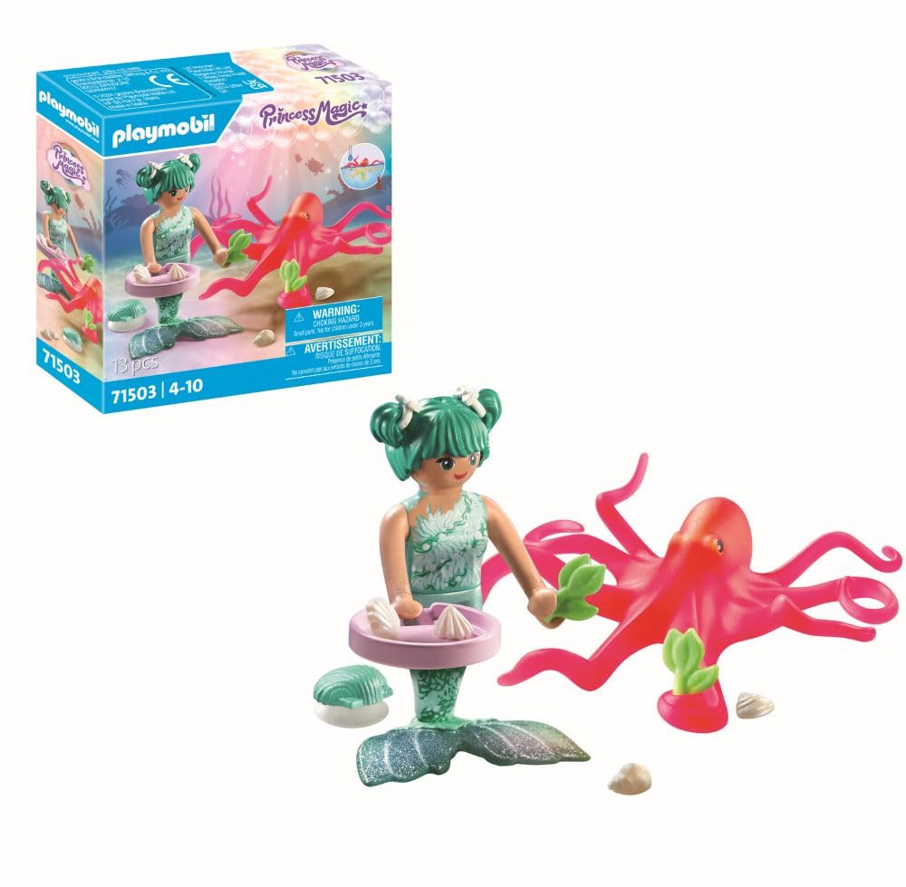 Playmobil 71503 Princess Magic: Mermaid with Colour-Changing Octopus, magical underwater world, including accessories, fun imaginative role-play, detailed play sets suitable for children ages 4+