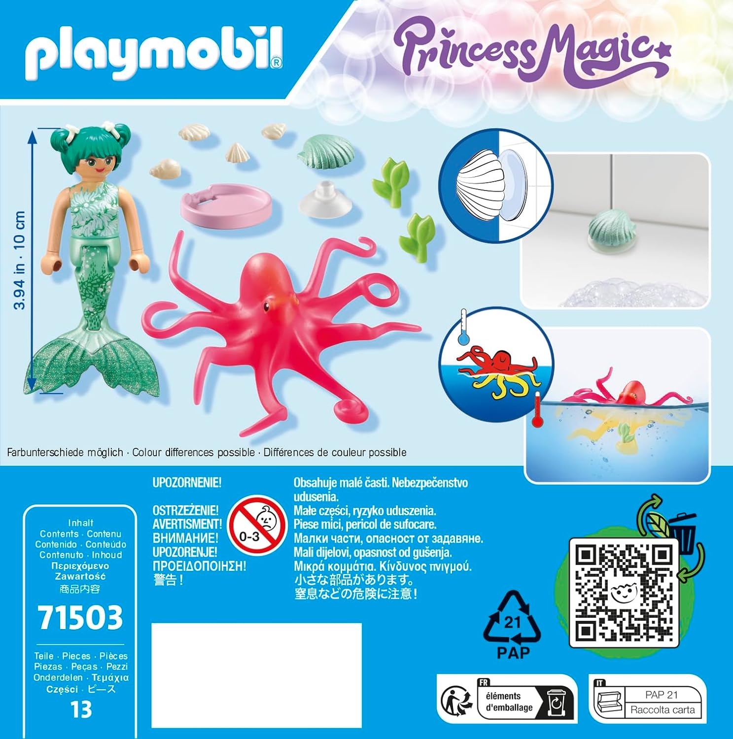 Playmobil 71503 Princess Magic: Mermaid with Colour-Changing Octopus, magical underwater world, including accessories, fun imaginative role-play, detailed play sets suitable for children ages 4+