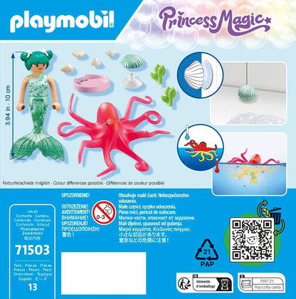 Playmobil 71503 Princess Magic: Mermaid with Colour-Changing Octopus, magical underwater world, including accessories, fun imaginative role-play, detailed play sets suitable for children ages 4+