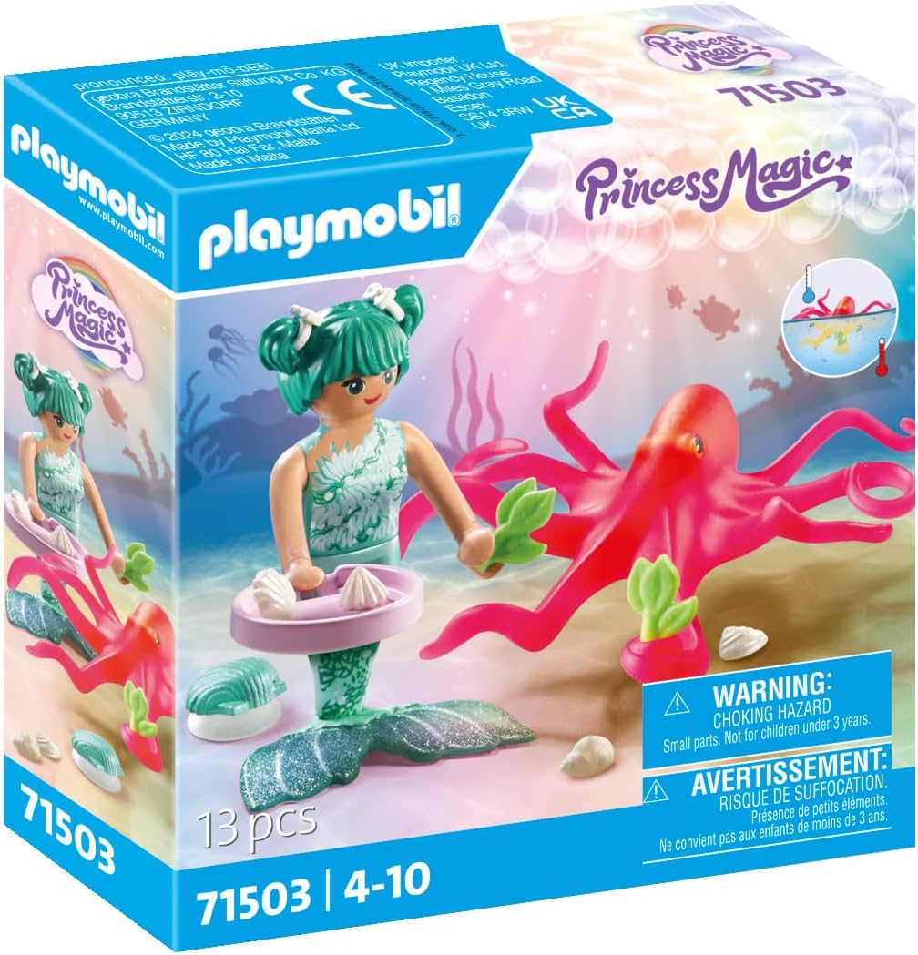 Playmobil 71503 Princess Magic: Mermaid with Colour-Changing Octopus, magical underwater world, including accessories, fun imaginative role-play, detailed play sets suitable for children ages 4+