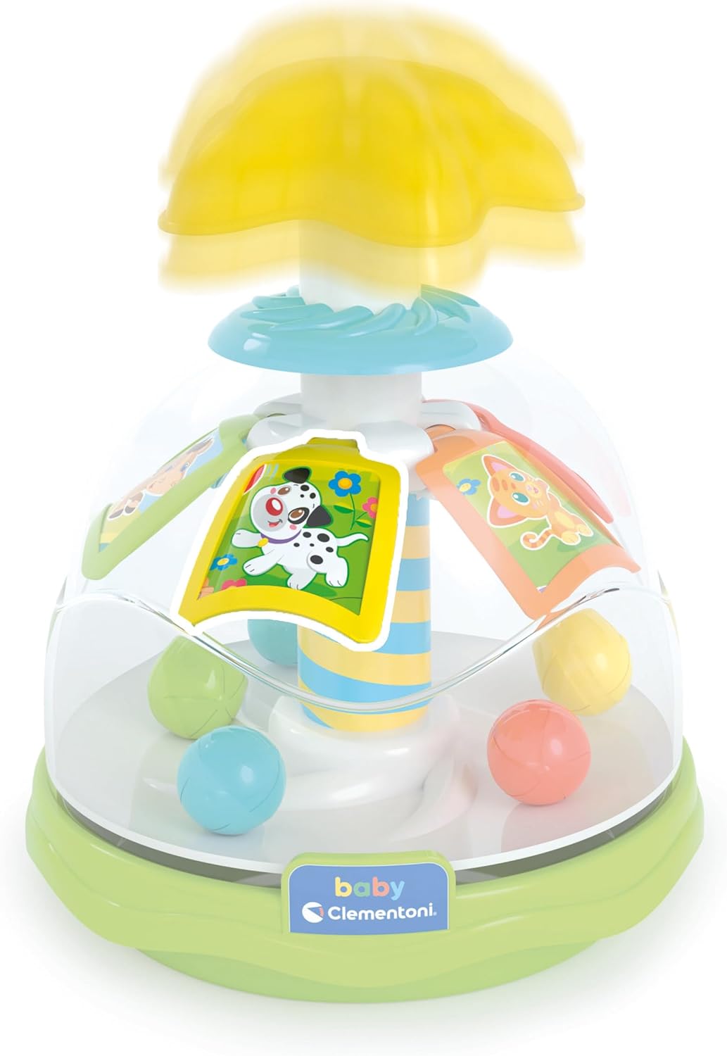 Clementoni Baby Infant Toys - Happy Friends Spinning Top - Press Spinner, Early Development & Activity Toys, Sensory Learning Toys, Gift Toddler 9 Months, 17895