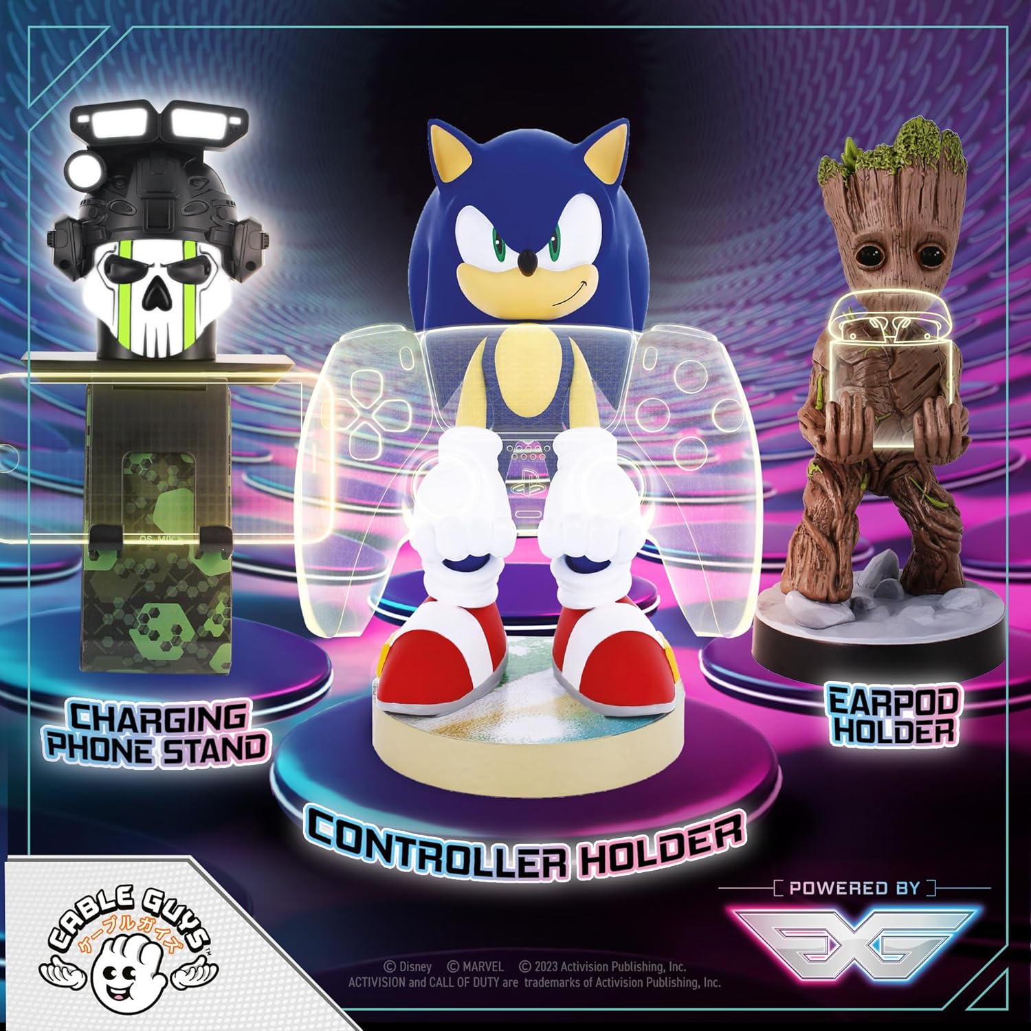 Cable Guys - Modern Sonic the Hedgehog Gaming Accessories Holder & Phone Holder for Controller (Xbox, Play Station, Nintendo Switch) & Phone (Iphone, Samsung Galaxy, Google Pixel