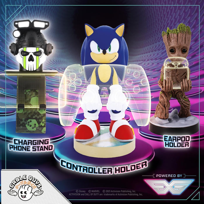 Cable Guys - Modern Sonic the Hedgehog Gaming Accessories Holder & Phone Holder for Controller (Xbox, Play Station, Nintendo Switch) & Phone (Iphone, Samsung Galaxy, Google Pixel