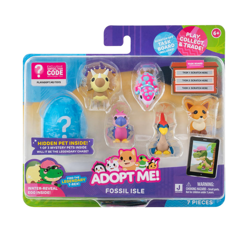 Adopt Me! Pets Multipack Fossil Isle - Hidden Pet - Top Online Game - Exclusive Virtual Item Code Included - Fun Collectible Toys for Kids Featuring Your Favourite Pets, Ages 6+