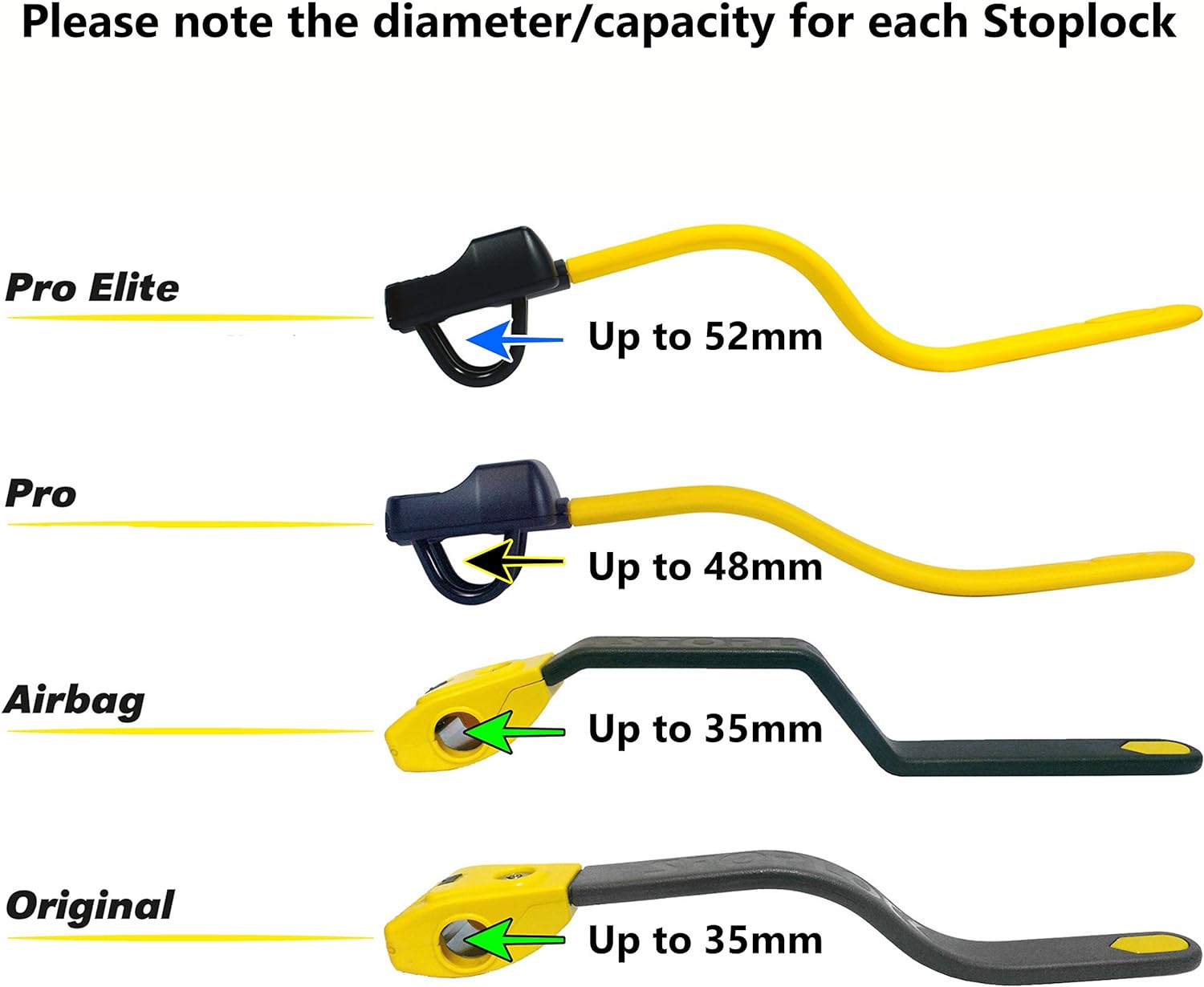 Stoplock Pro Elite stuurslot voor in de auto HG 150-00 - veilige en robuuste anti-diefstal stang - universele pasvorm - inclusief 2 sleutels en draagtas